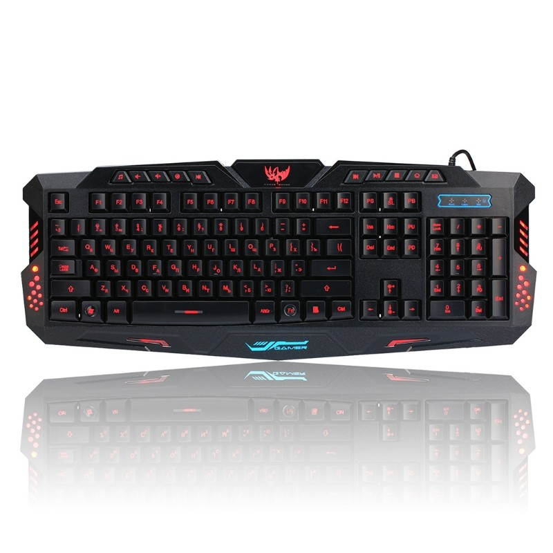HXSJ J70 Cracked Three Color Backlit USB Wired Gaming Keyboard and Mouse Set for Gamer Working