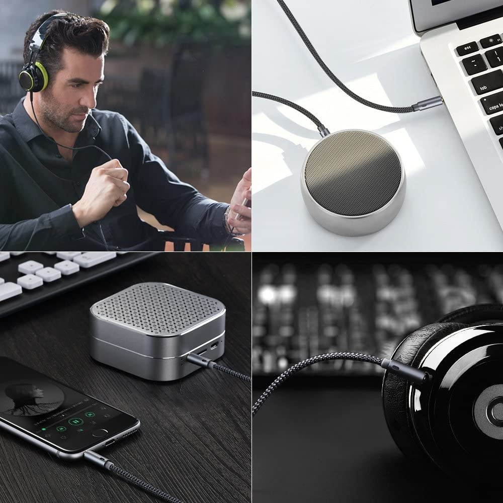 Oldboytech AUX Cable,[2-Pack,4ft,Hi-Fi Sound] 3.5mm Auxiliary Audio Cable Nylon Braided Male to Male AUX Cord Compatible Car/Home Stereos,Speaker,iPhone iPod iPad,Headphones,Sony Beats,Echo Dot (Grey)