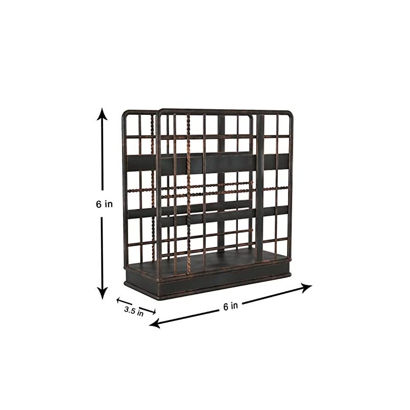 Plaid Collection Standing Napkin Holder, Antique Black, Weighted Design