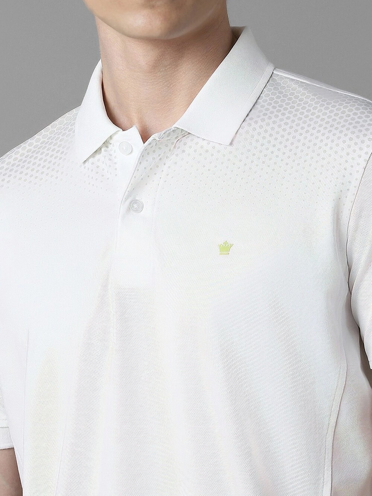 Louis Philippe White Regular Fit Printed Polo T-Shirt