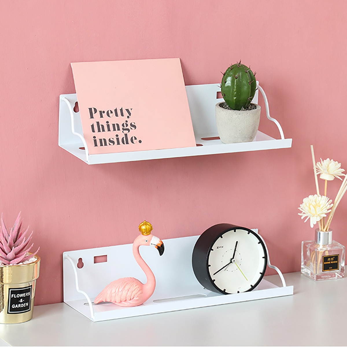 Floating Rack Shelf Wall Mount Book Storage Wooden Hanging DIY Display Decorations White
