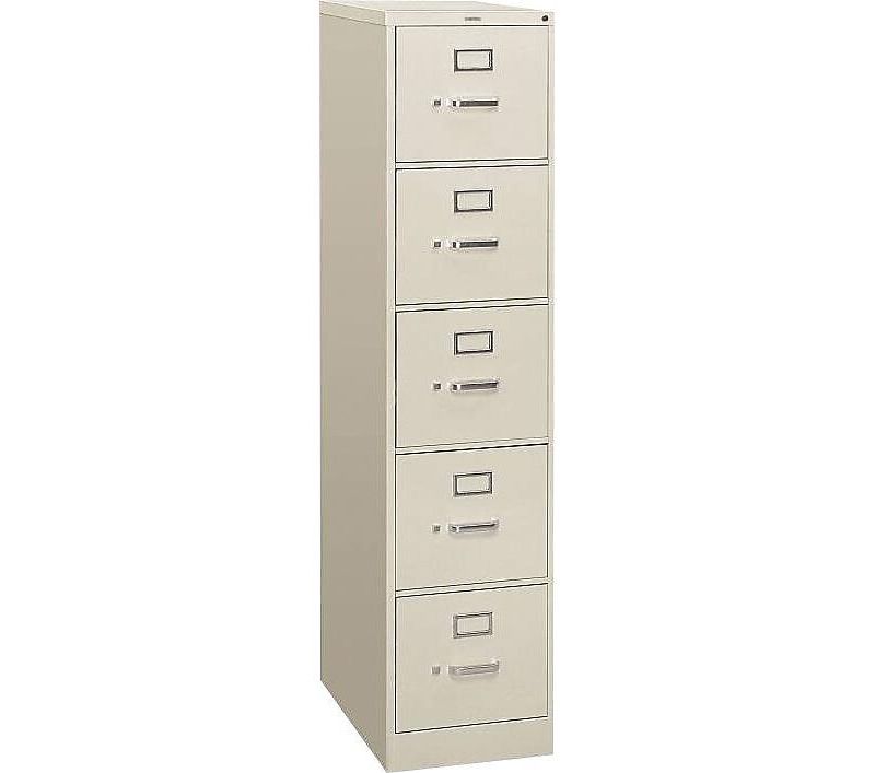 HON 310 Series Five-Drawer Full-Suspension File Letter 26-1/2d Light Gray 315PQ