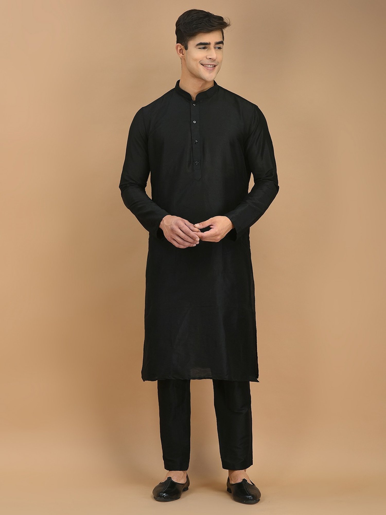 Deyann Silver & Black Regular Fit Printed Kurta Set With Jacket