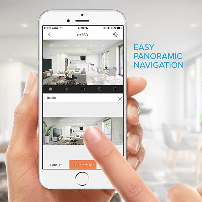 EZ360 1080P HD PanTiltZoom WiFi Home Security CameraAuto Motion Tracking Night Vision TwoWay Audio White Camera Only