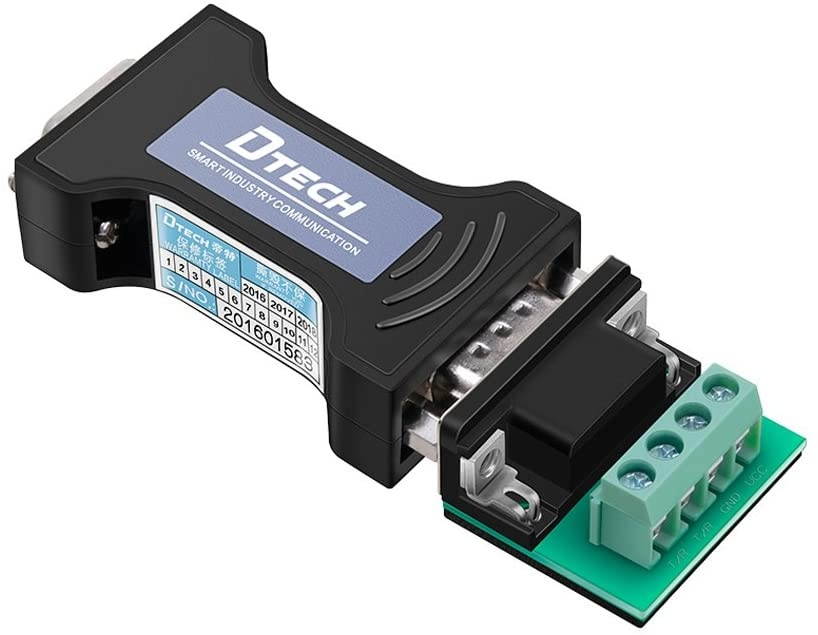 DTECH RS232 to RS485 Serial Converter Adapter with 4 Position Terminal Block for Industrial Long Haul Communication Data Supports 600W Anti-Surge