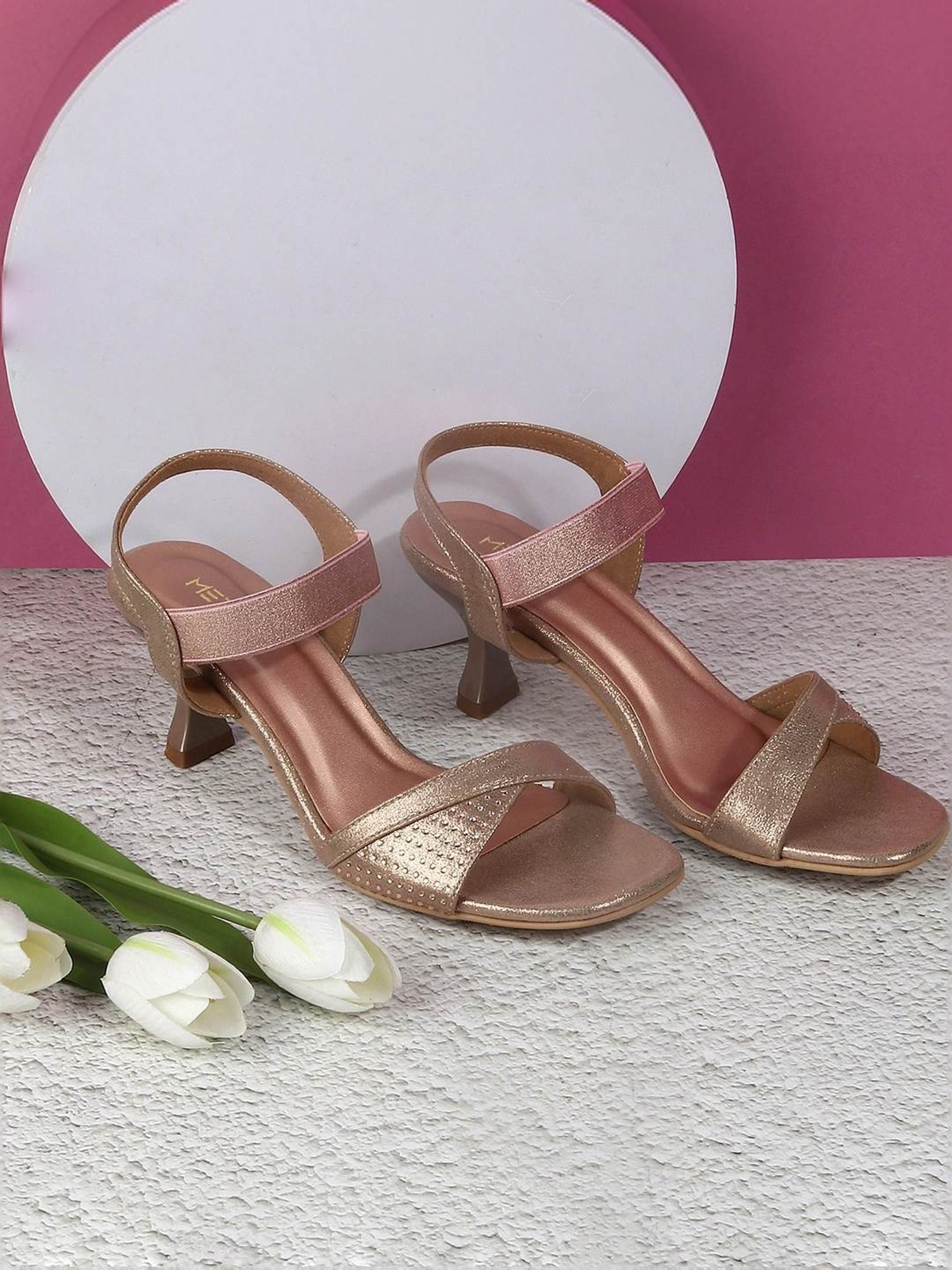 Metro Women's Rose Gold Ankle Strap Sandals