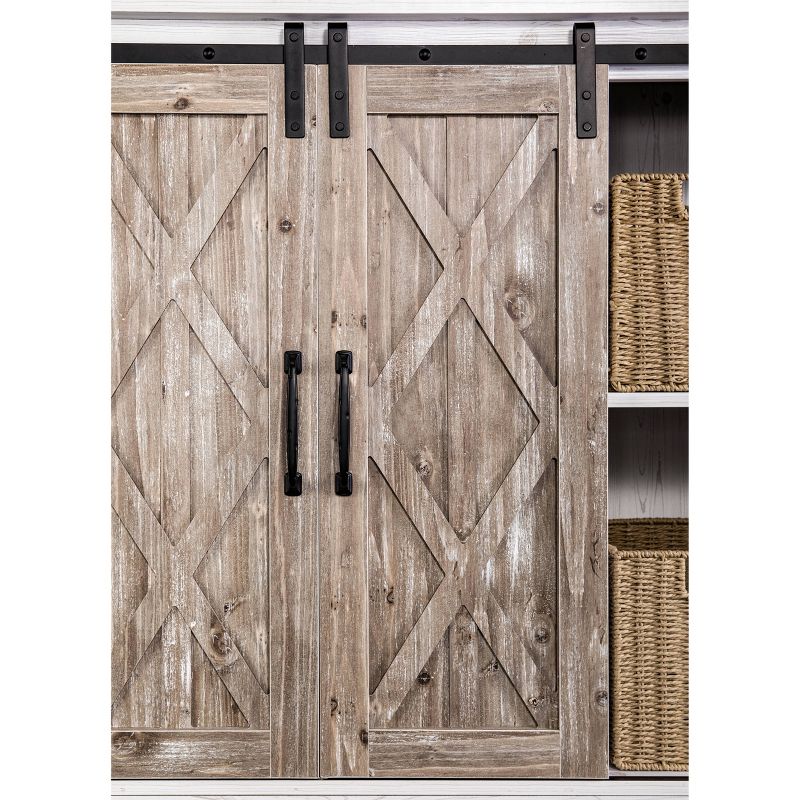 47" Barn Door Storage Accent Cabinet Off White - Home Essentials