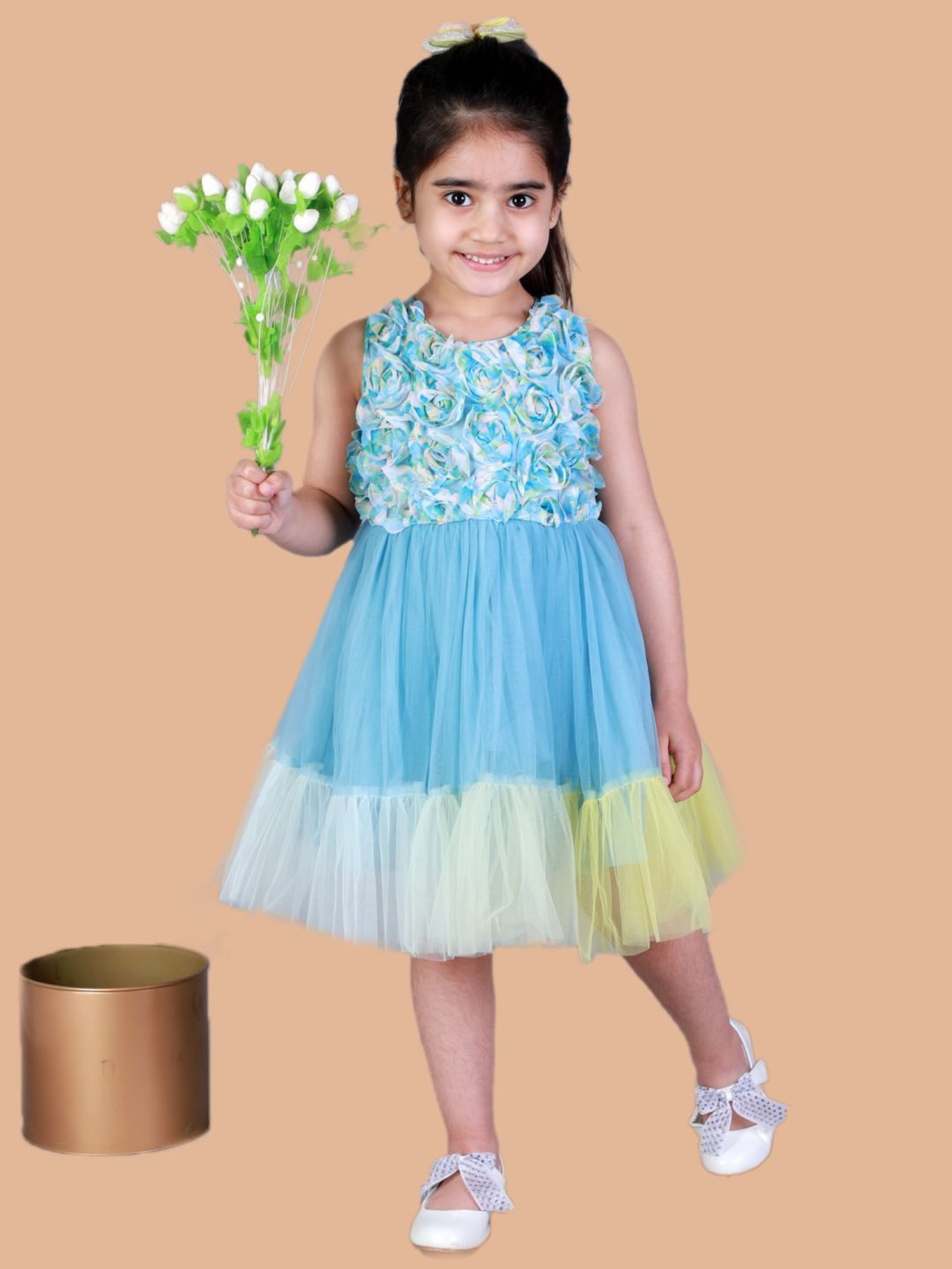 Lil Drama Kids Blue Applique Dress