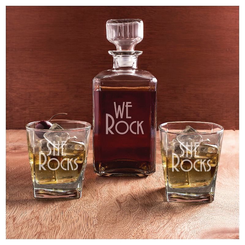 3ct "We Rock Wedding Decanter & Glass Set"