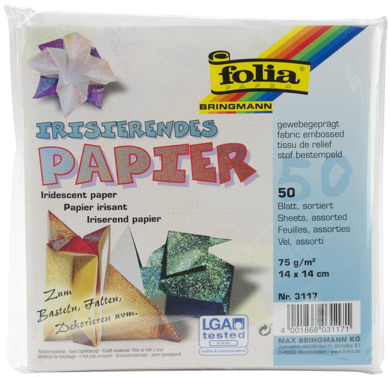 Folia Iridescent Origami Paper 6"X6" 50/Pkg-Fabric Embossing