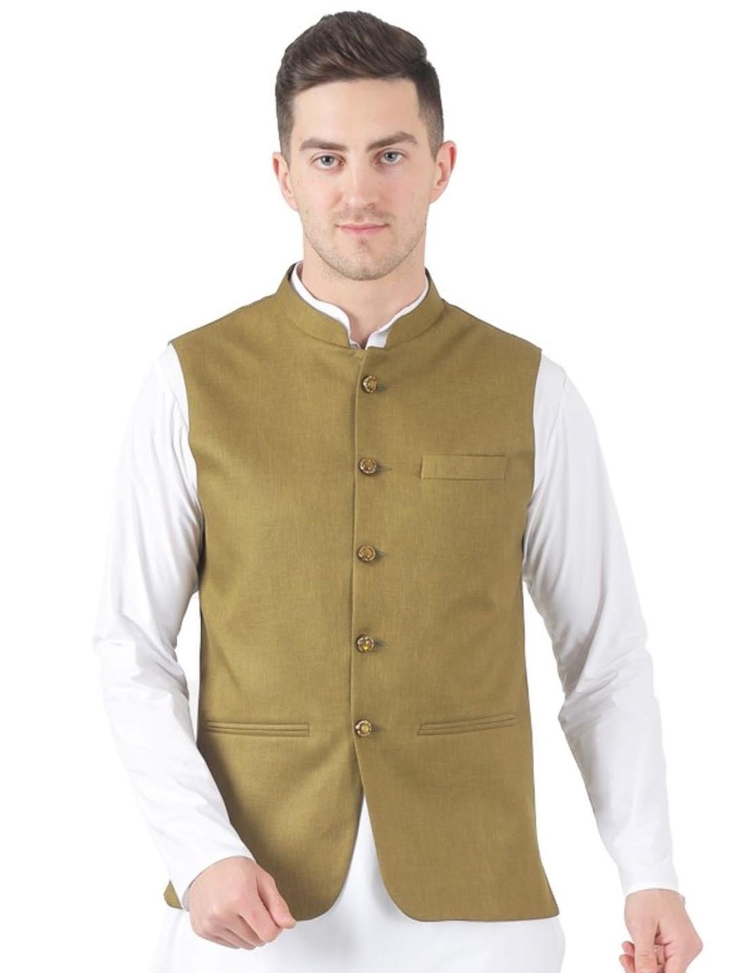 TAHVO Green  Slim Fit Nehru Jacket