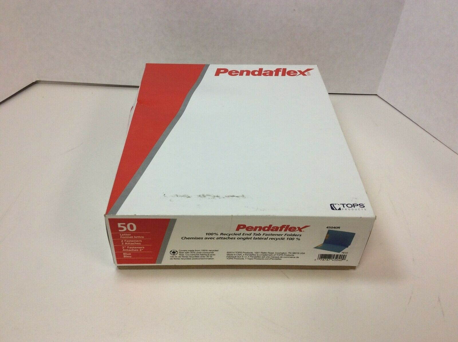 Pendaflex End Tab, Reinforced Tab, 2 Fasteners, Letter Size, Blue, 50/Box 45040