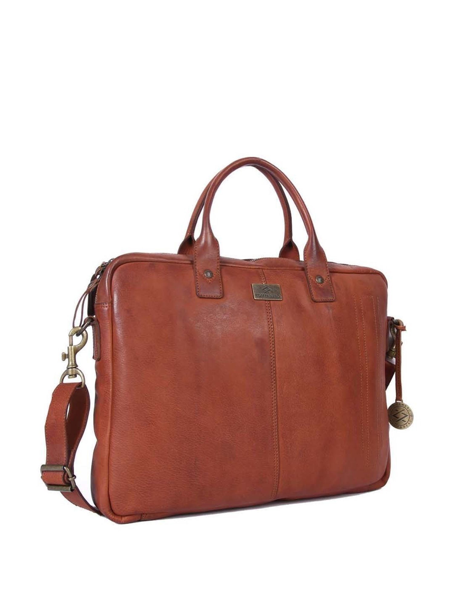 KOMPANERO Tan Leather Medium Messenger Bag