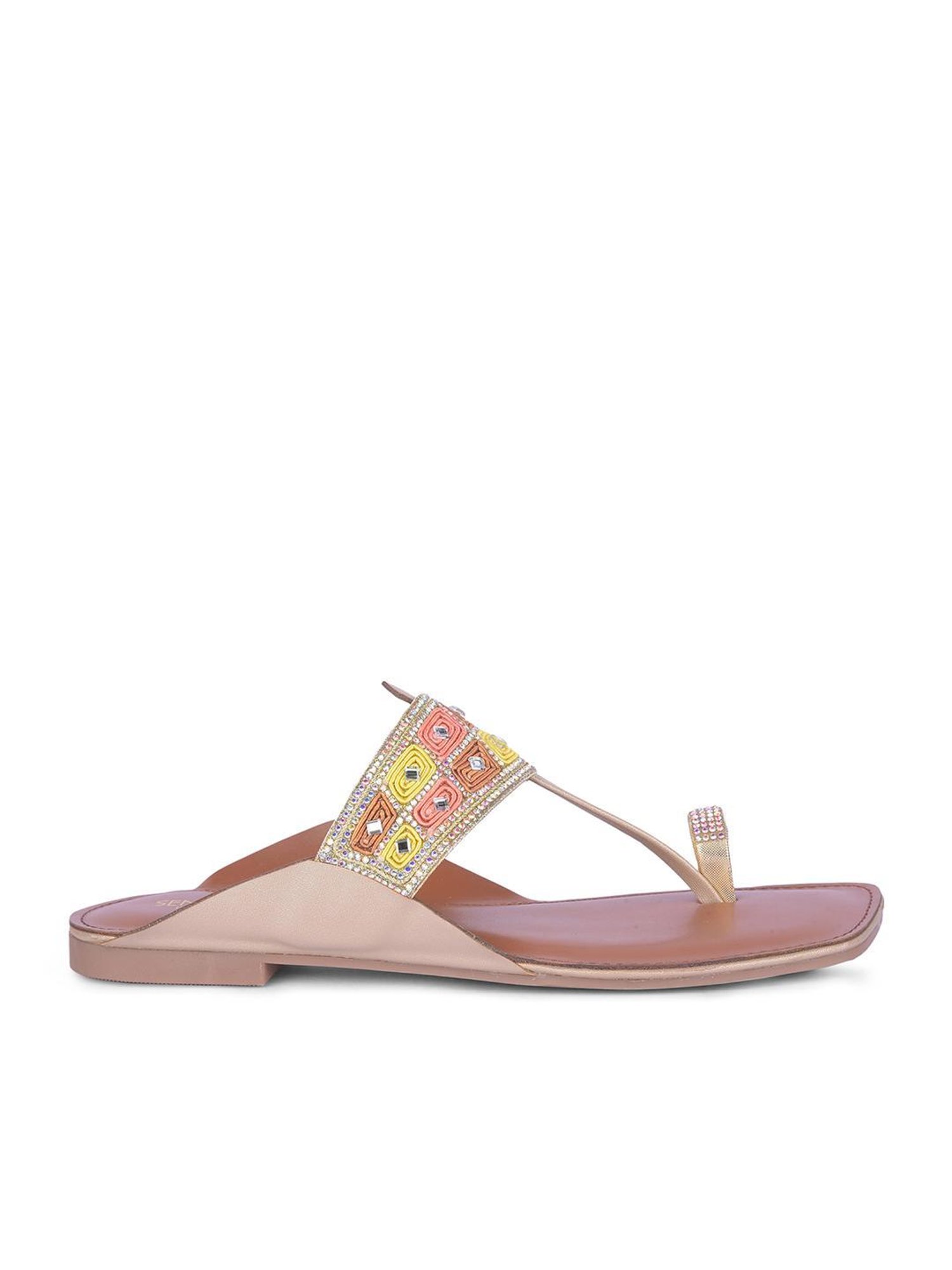 Senorita by Liberty Women's Rose Gold Kolhapuri Sandals