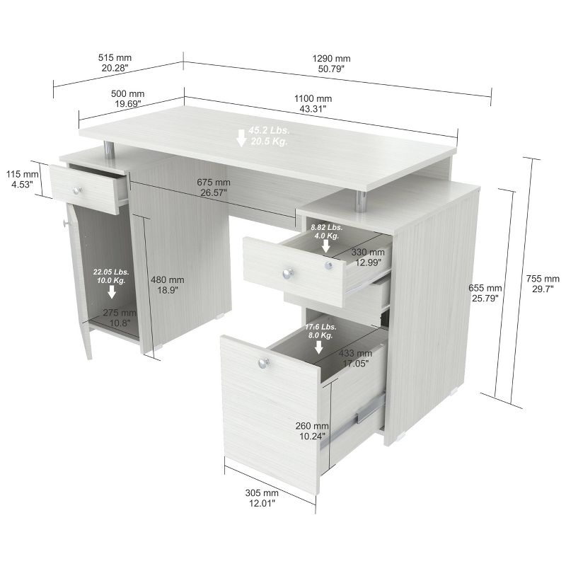 Computer Desk Washed Oak - Inval