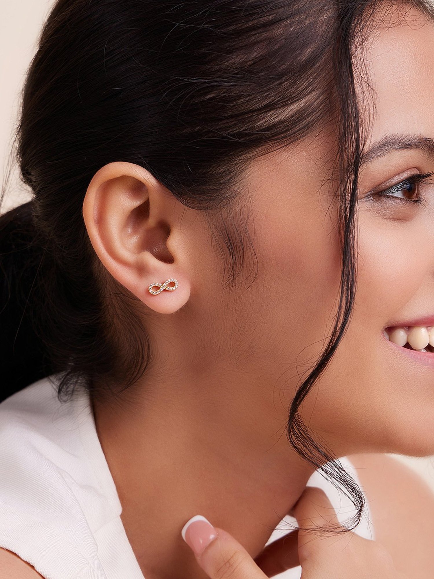 March by FableStreet 92.5 Sterling Silver 18k Gold-Plated Infinity Stud Earrings for Women