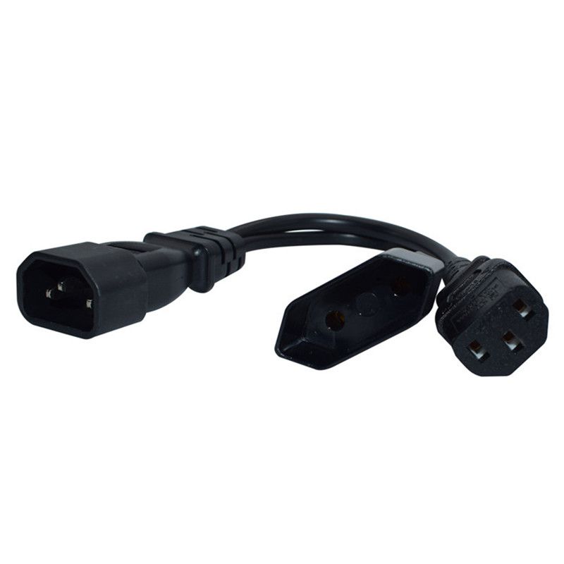 Tekit C14 to C13+NEMA 5-15R Y Splitter Power Plug Cord,Single IEC 320 C14 Male to C13+Nema 5-15R Female Splitter Adapter Cable Cord ,1ft /30mm