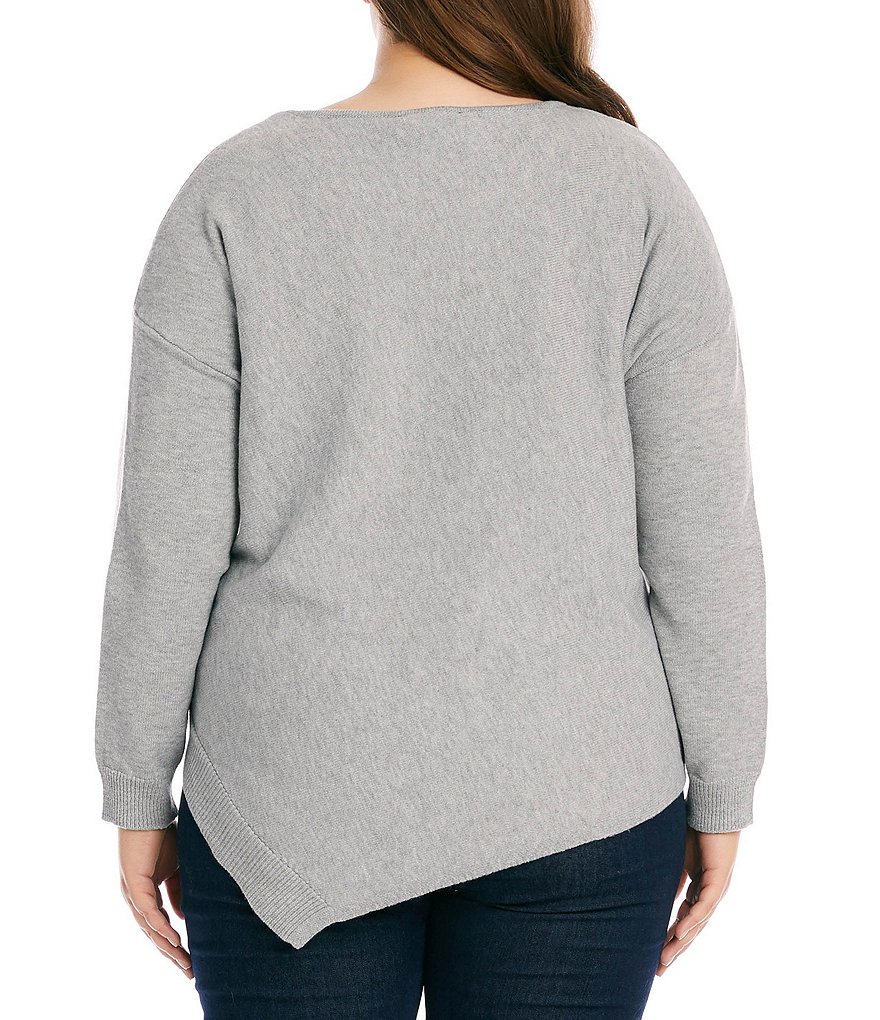 Ruby Rd. Plus Size Ombre Striped 3/4 Sleeve Button Front Long Cardigan