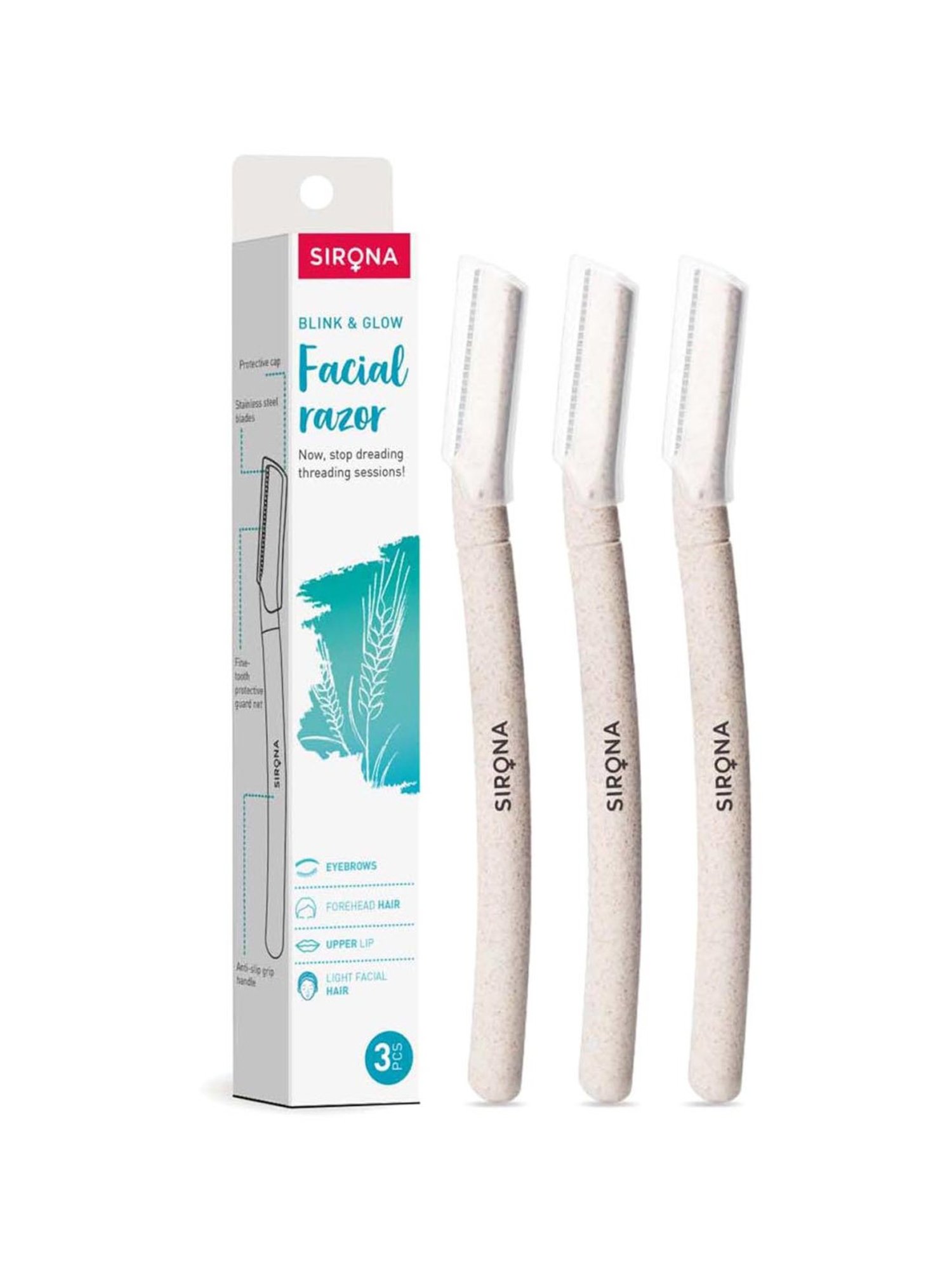 FEATHER Flamingo Eyebrow, Face, Nape Razor - 3 Piece - 150 gm