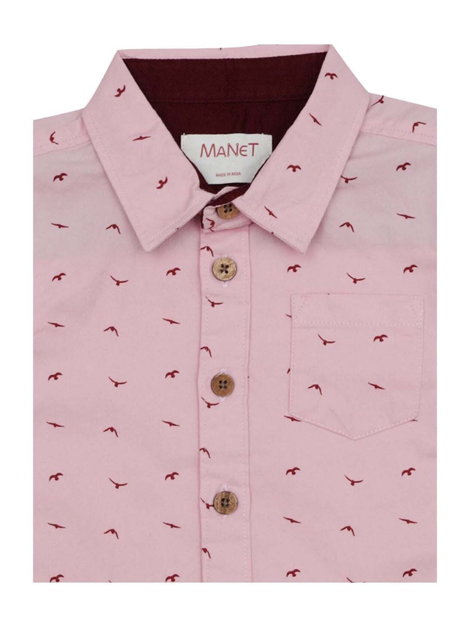 Manet Kids Pink Cotton Printed Shirt