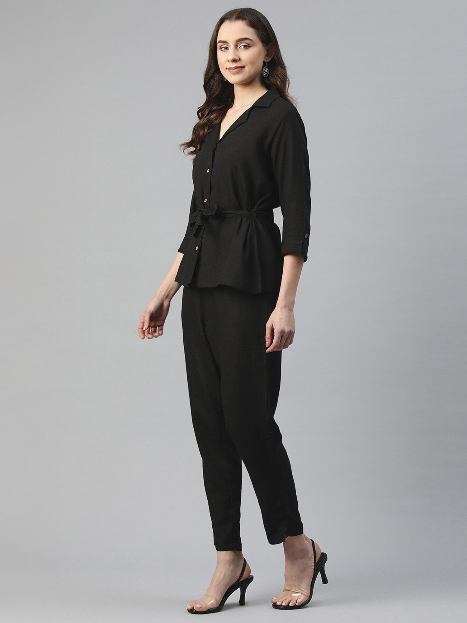 READIPRINT FASHIONS Black Regular Fit Shirt Pant Set