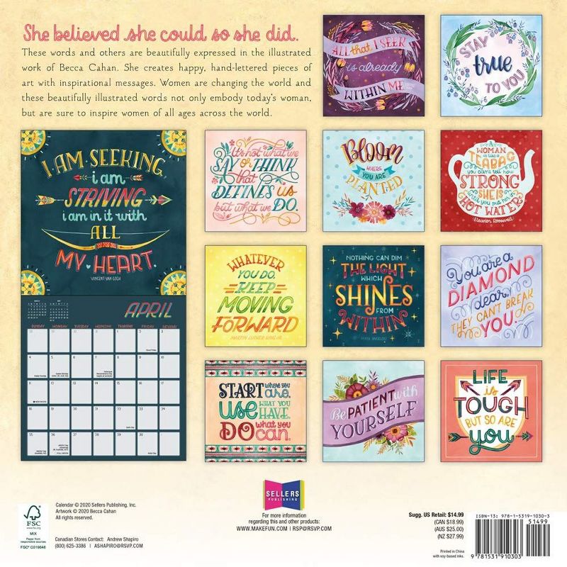 Sellers Publishing 2021 She Persisted Quotes to Motivate and Inspire 16-Month Wall Calendar Cahan, Becca