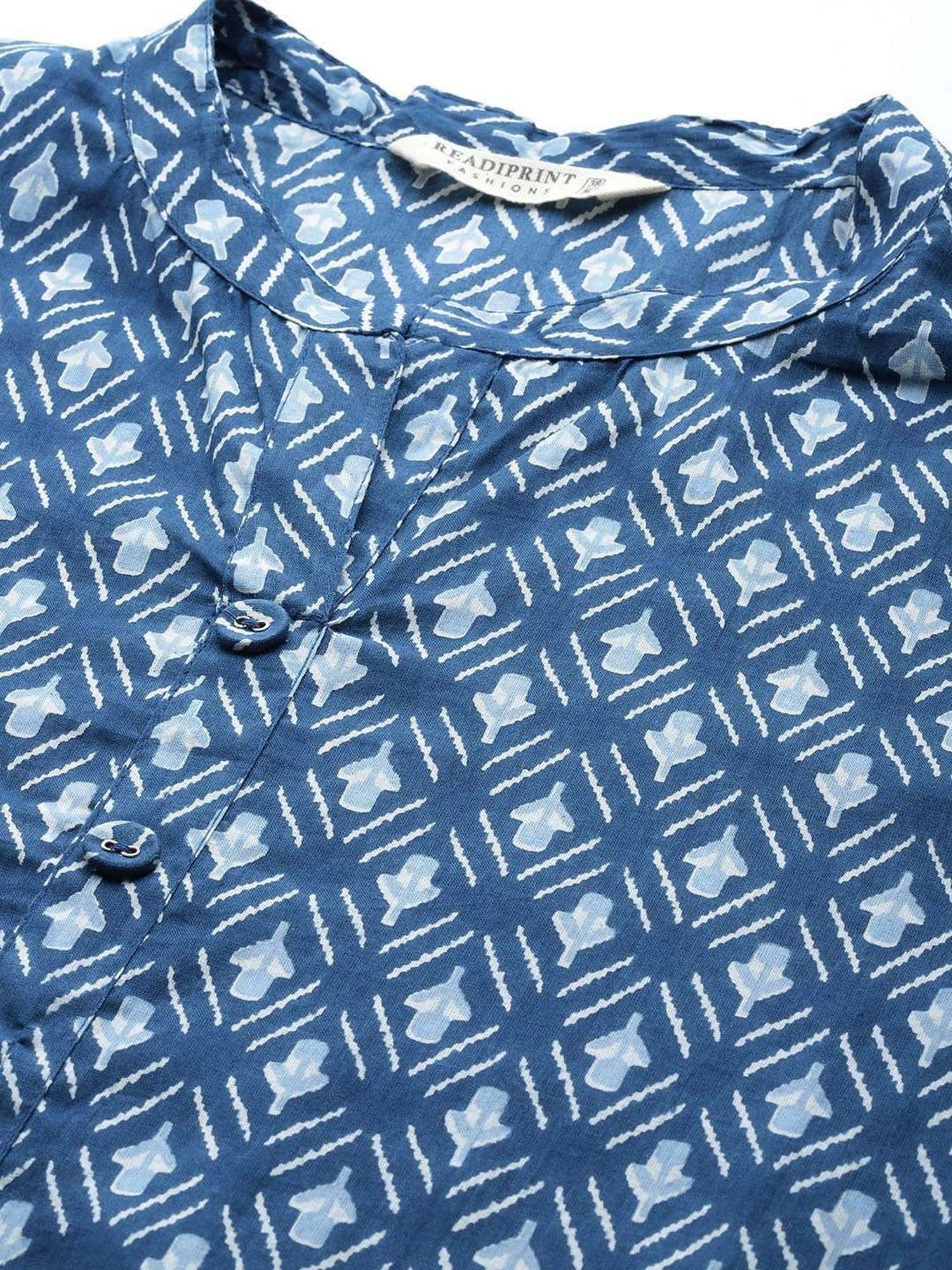 READIPRINT FASHIONS Blue Cotton Printed Kurta Pant Set With Dupatta