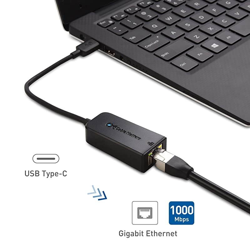 USB C to Ethernet Adapter USB C to Gigabit Ethernet Adapter in Black USBC and Thunderbolt 3 Port Compatible for MacBook Pro Dell XPS 13 15 HP Spectre x360 Surface Book 2 and More