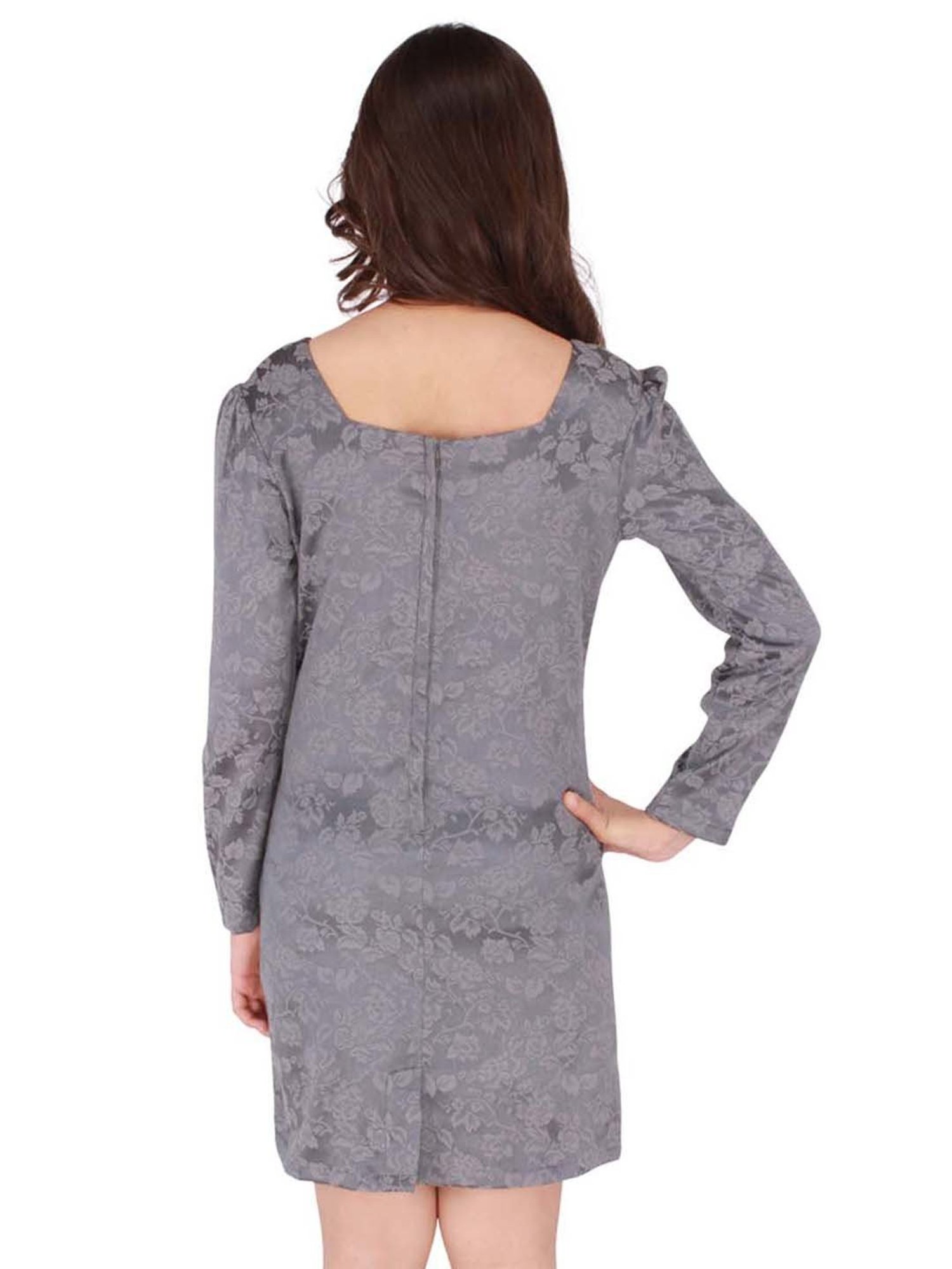 Cutecumber Kids Grey & Pink Printed Full Sleeves Dress