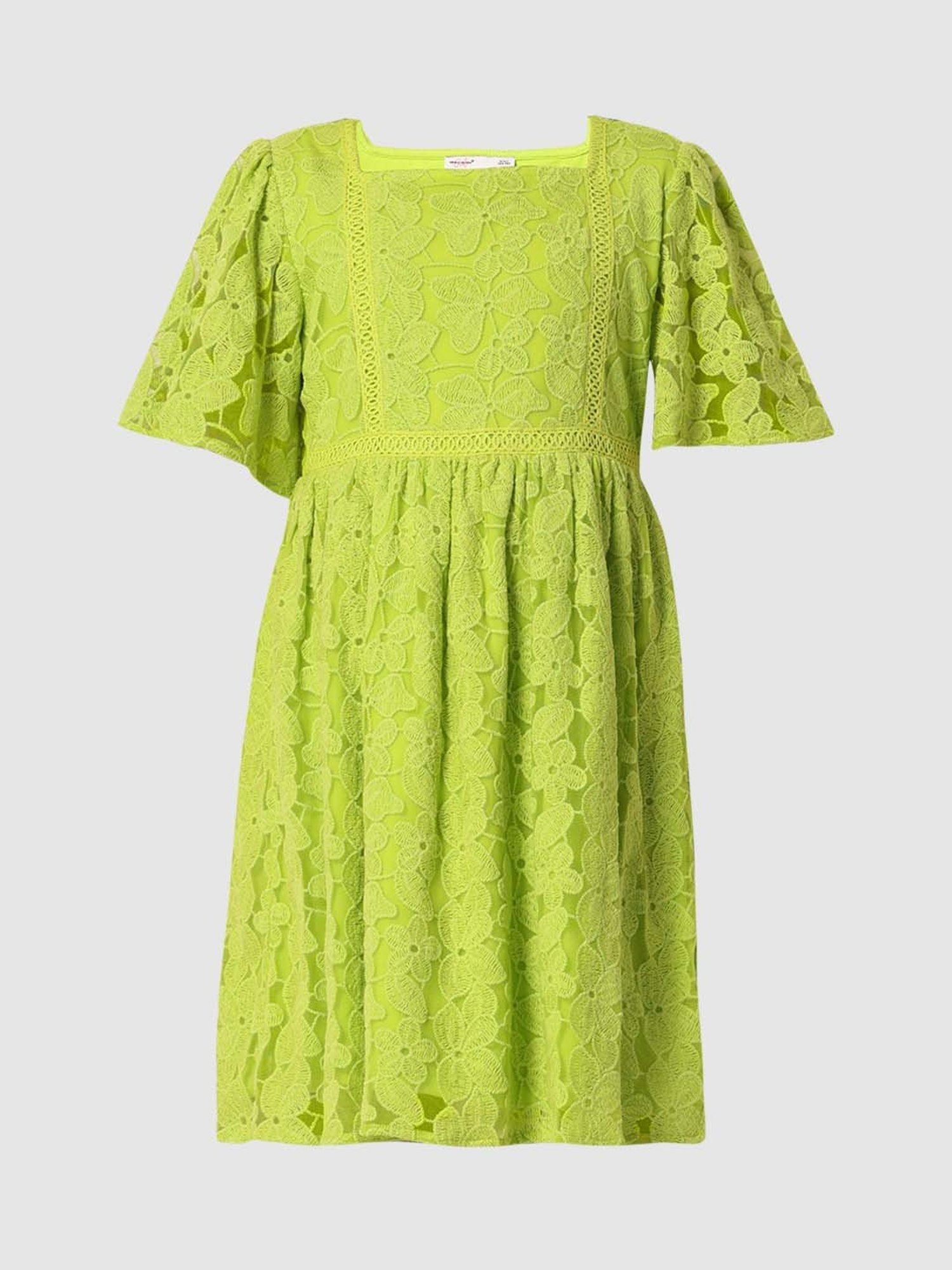 VERO MODA GIRL Lime Green Embroidered Dress