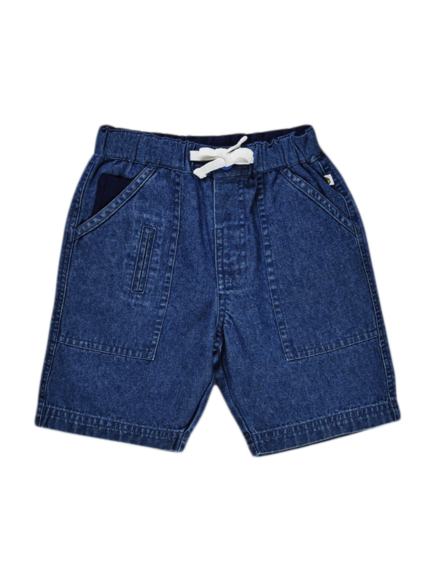 Pranava Kids Blue & Dark Blue Cotton Patch Work T-Shirt & Shorts