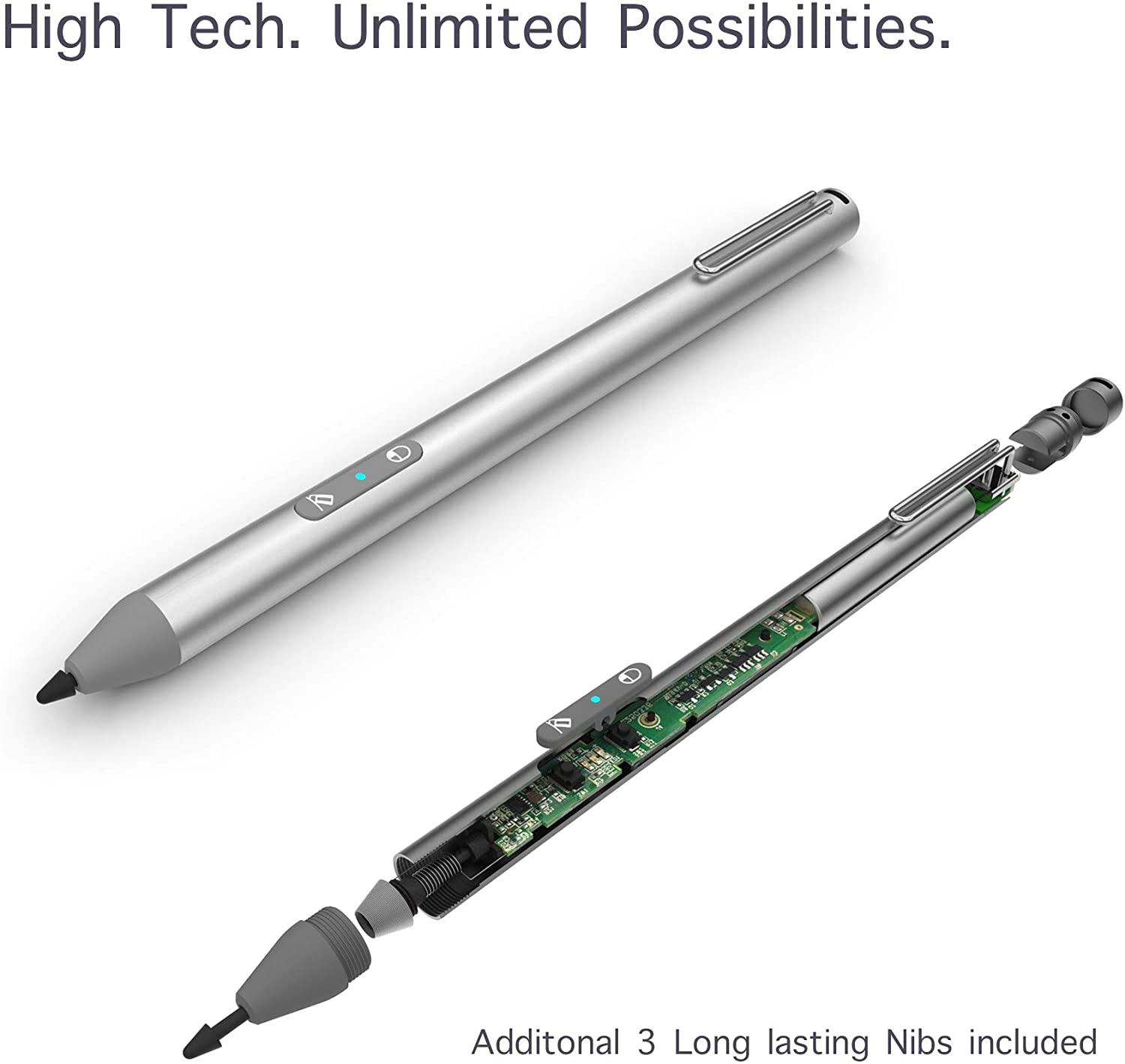USI Stylus Pen for Chromebook 4096 Levels Pressure, Rechargeable Active Digital Pen Compatible with HP, ASUS Chromebook C436, Lenovo Chromebook, Palm Rejection w 3 Extra Pen Tips