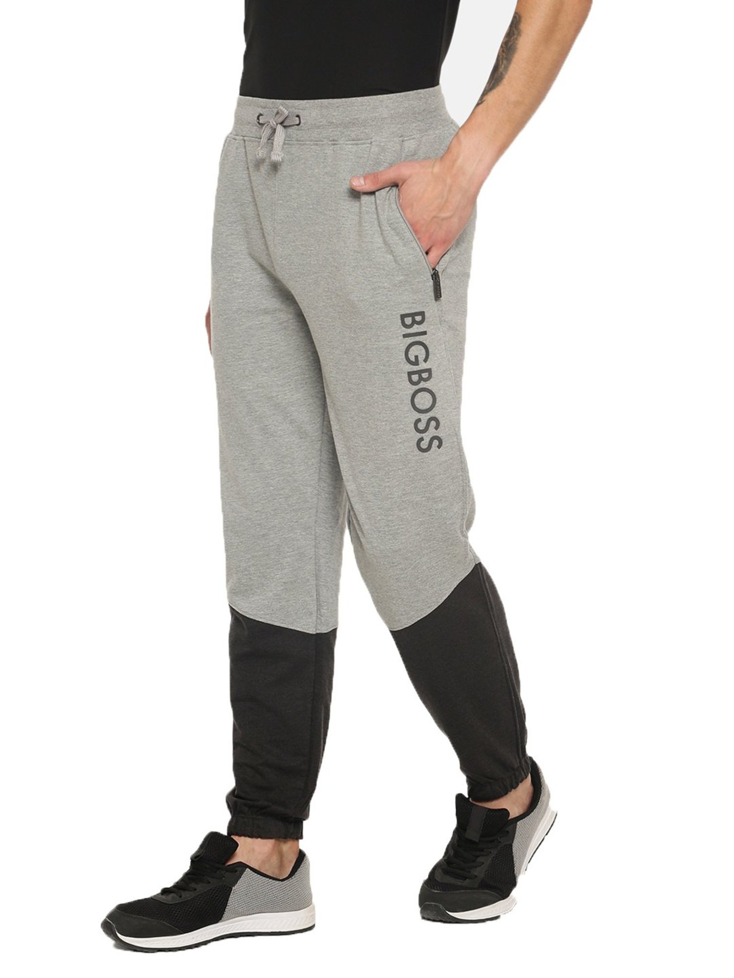 Dollar Grey Regular Fit Colour Block Joggers