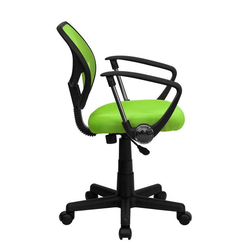 Mid-Back Green Mesh Swivel Task Chair with Arms