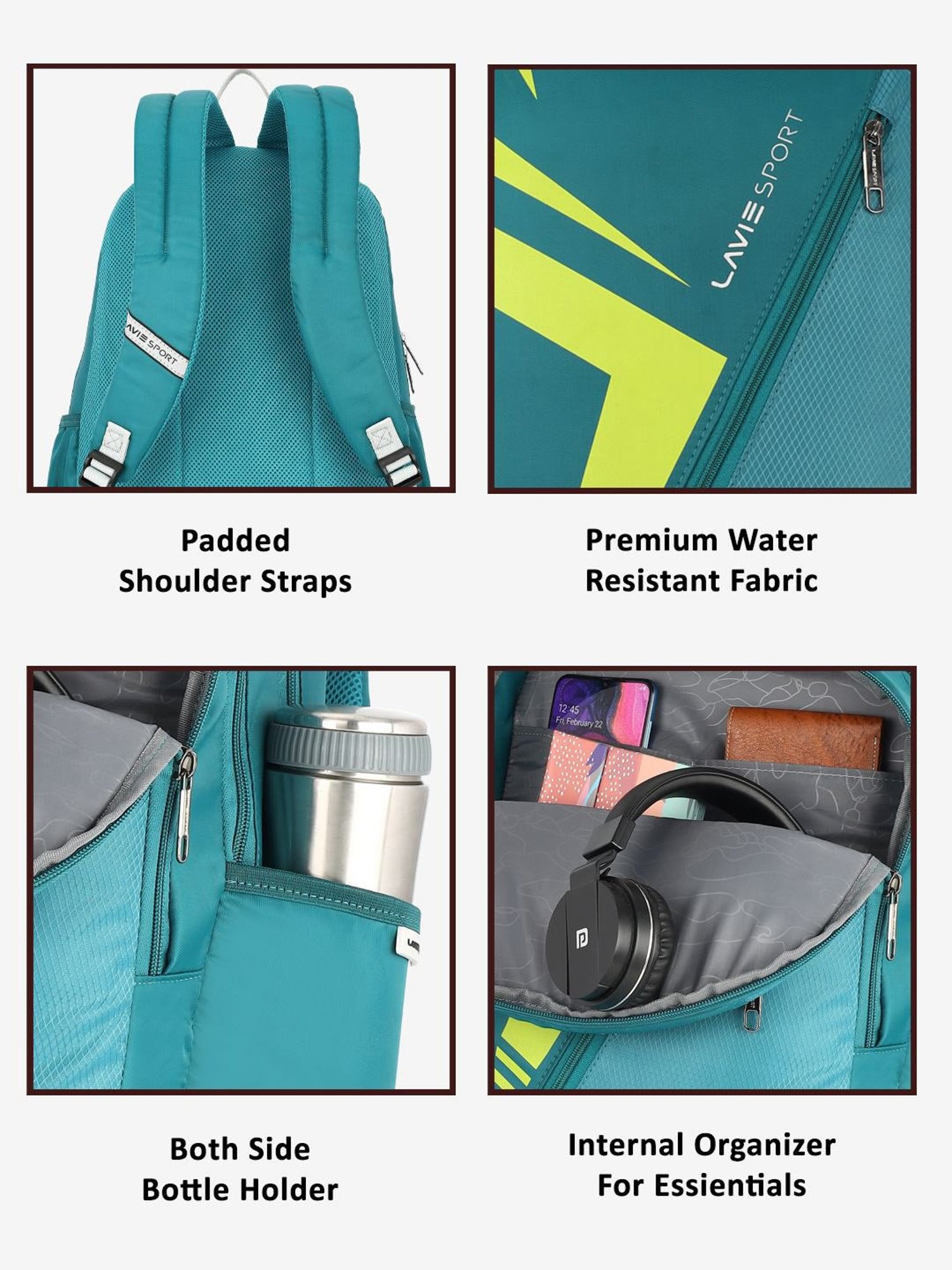 Lavie Sport Tribal 37L College Bag For Boys & Girls|Backpack For Men & Women (Teal)