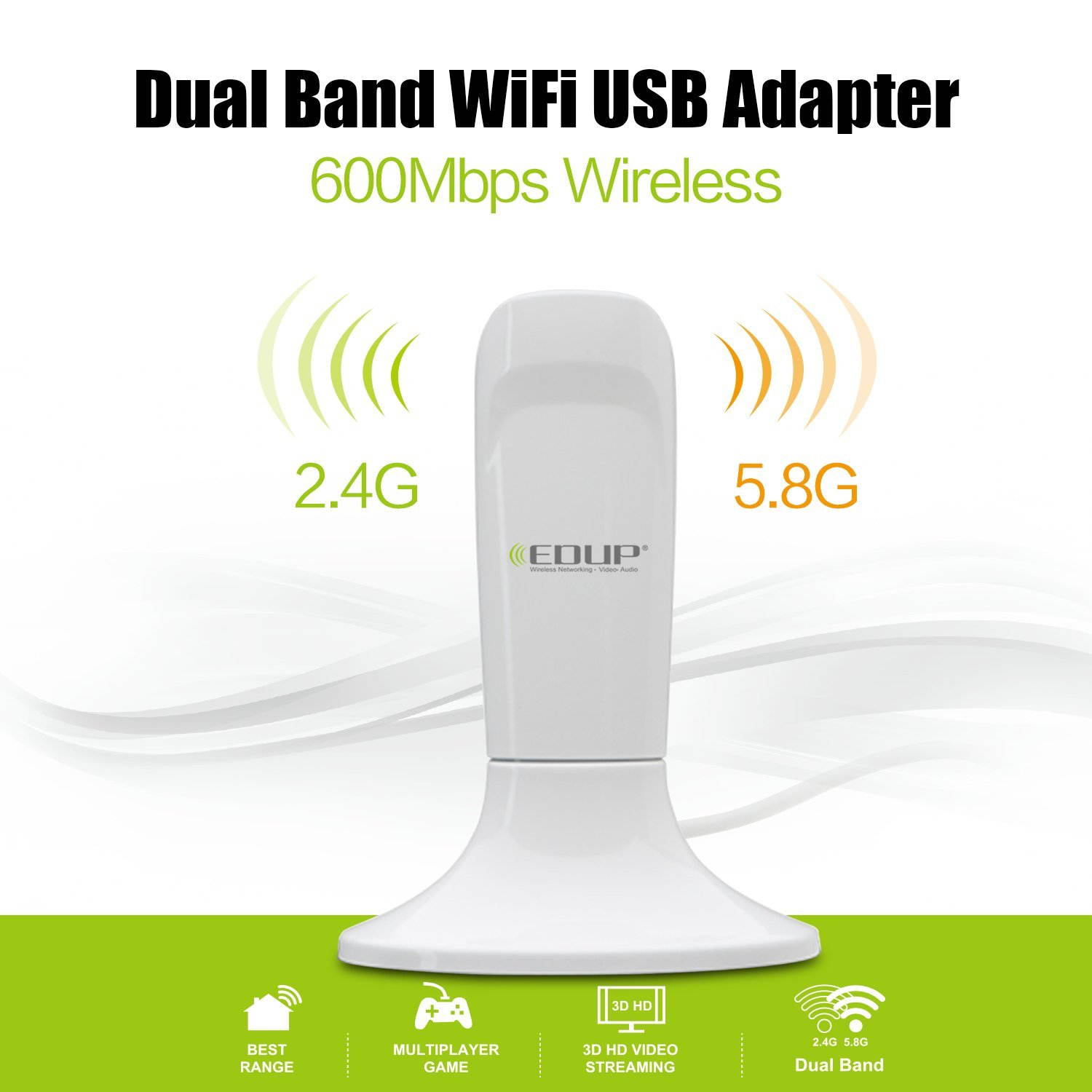 300Mbps Wireless Dual Band USB Adapter WIFI Network Adapter