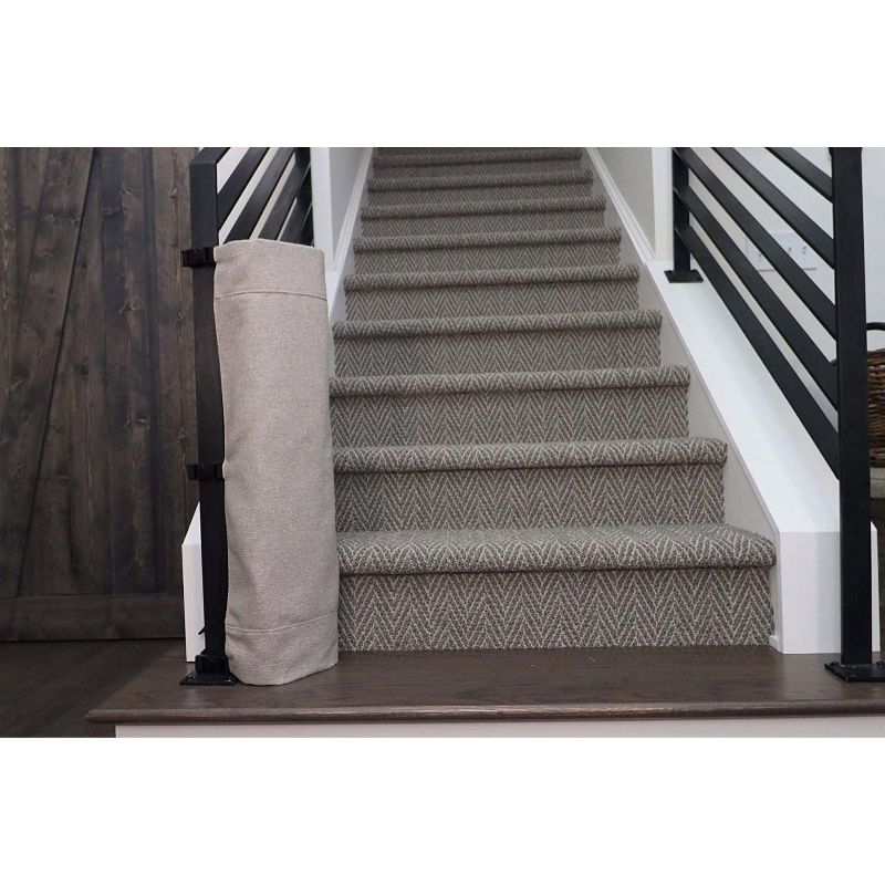 THE STAIR BARRIER 42 to 52 Inch Banister to Banister Portable Retractable Fabri Baby Kids Pet Safety Gate for Children, Dogs, and Cats, Burlap Khaki
