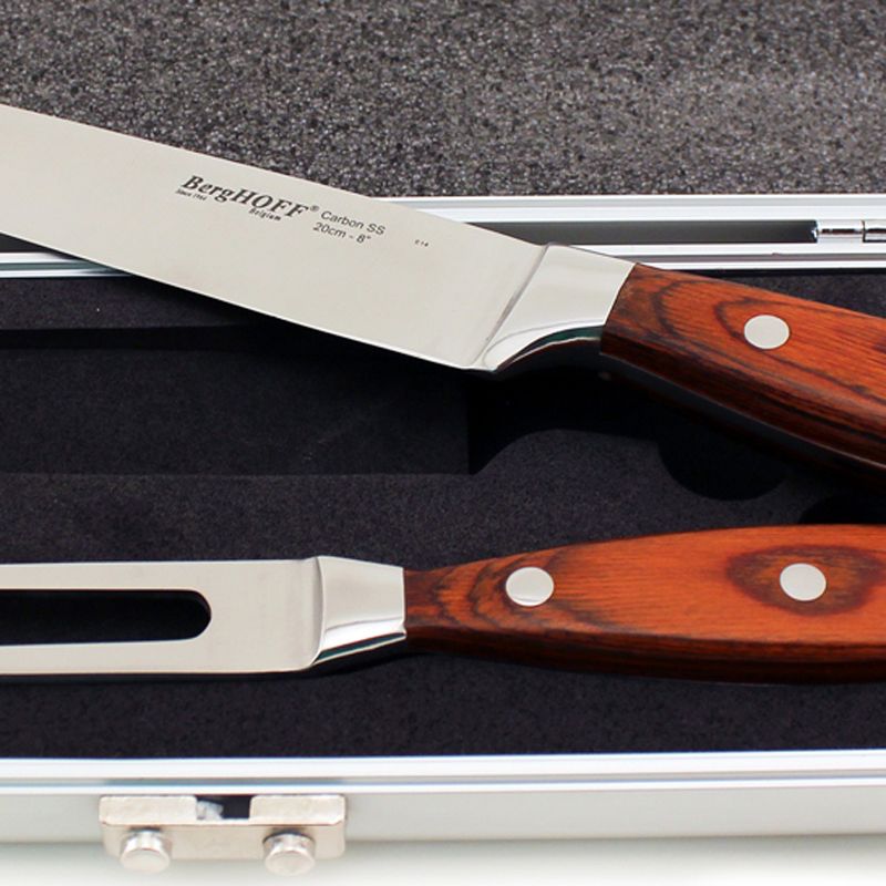 BergHOFF Pakka Wood 3 Pc Stainless Steel Carving Set with Case