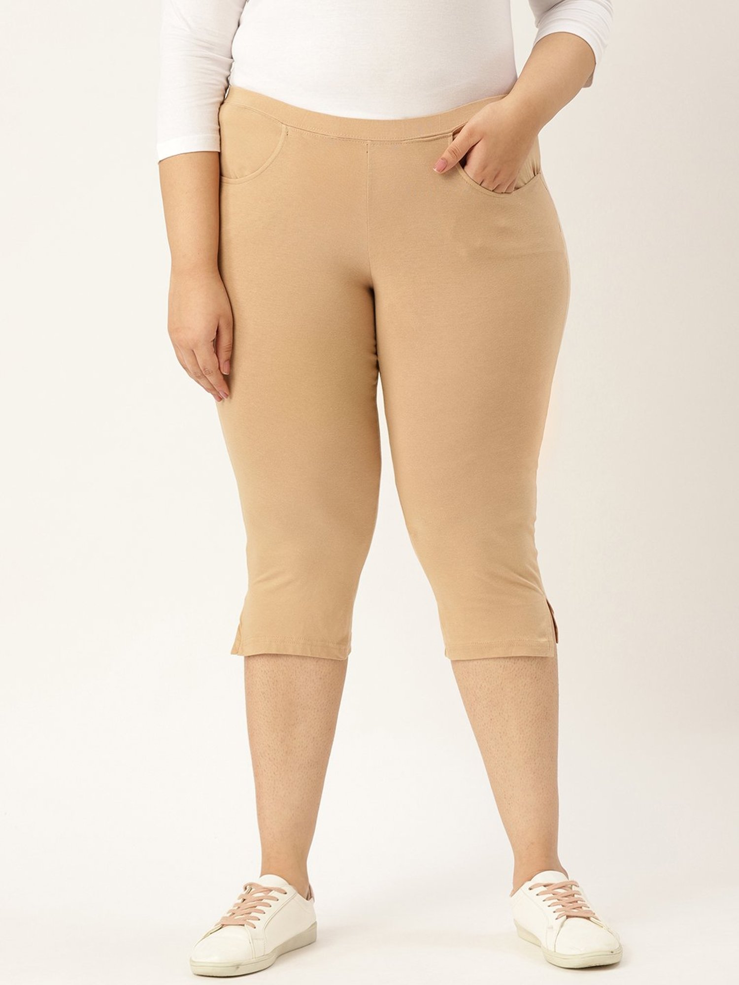 theRebelinme Beige Cotton Capris