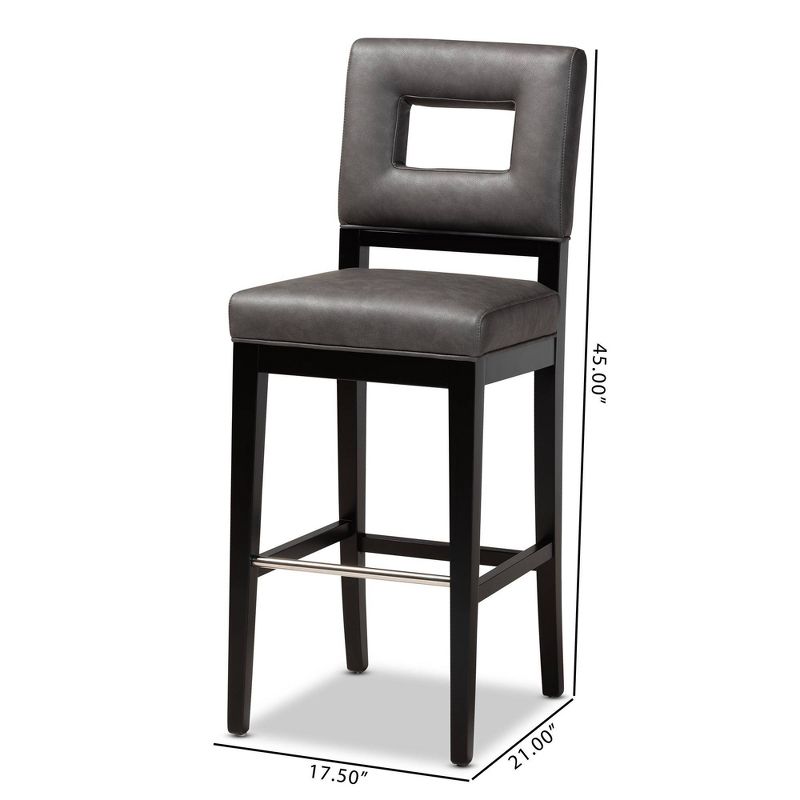 Faustino Faux Leather Upholstered Wood Barstool Gray/Black - Baxton Studio