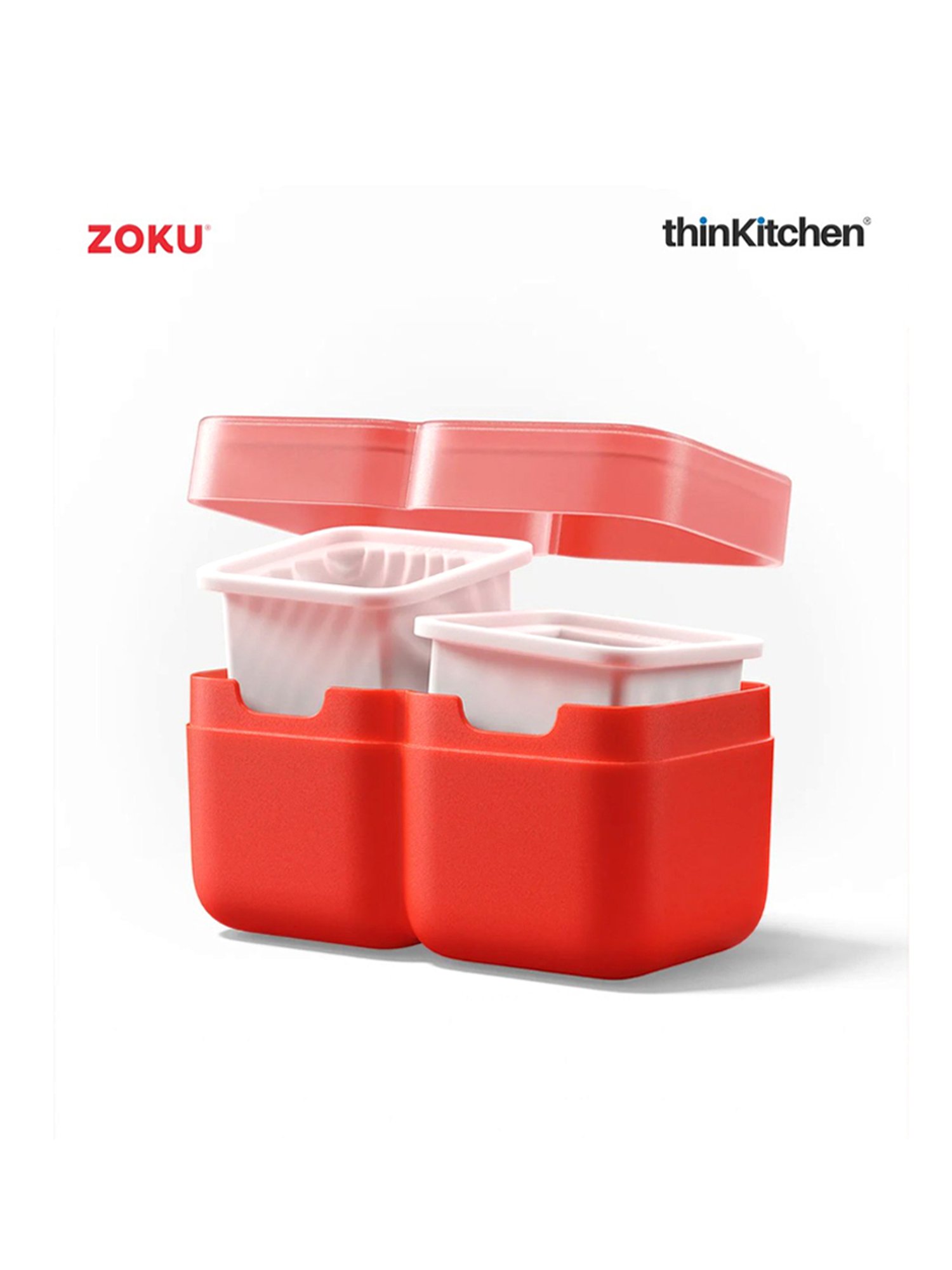 ZOKU Red Silicone Unique Ice Molds with Lid