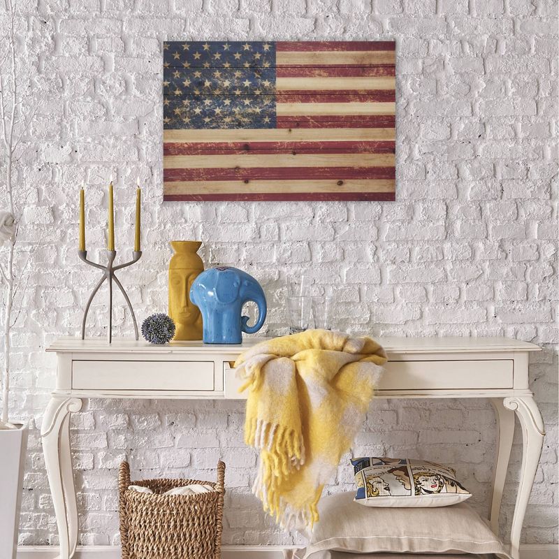 18" x 26" USA Flag Print on Planked Wood Wall Sign Panel - Gallery 57