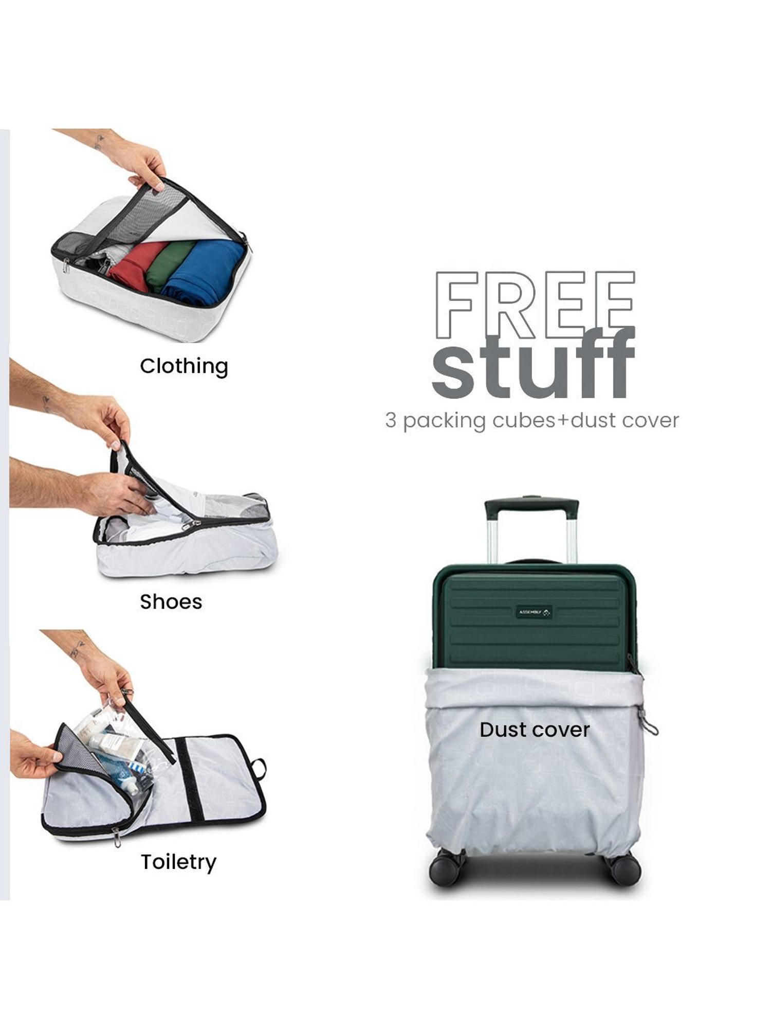 Assembly Green Textured Trolley Bag Set of 2 - 20 inch & 24 inch