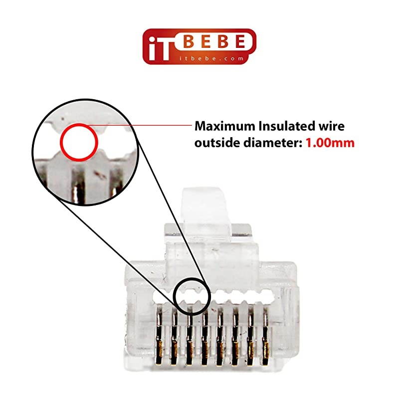 Gold Plated RJ45 cat5 cat5e 8P8C 50 pieces Pass Through 3 Micron 3u 3 Prong premium Connectors