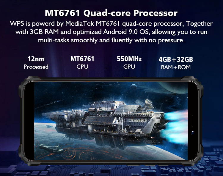 OUKITEL WP5 Rugged Cell Phones Unlocked Android 9 Smartphone 8000mAh Battery Triple Camera 4 LED Flashlights 4GB+32GB IP68 Waterproof 5.5 HD+4G Dual SIM Phone Face/Fingerprint ID