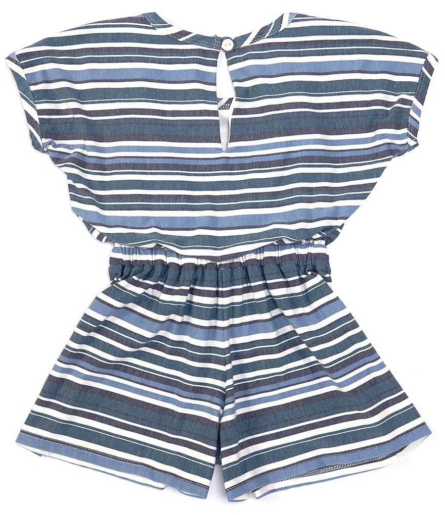 Bonnie Jean Little Girls 4-6X Short-Sleeve Multi-Stripe Knit Romper