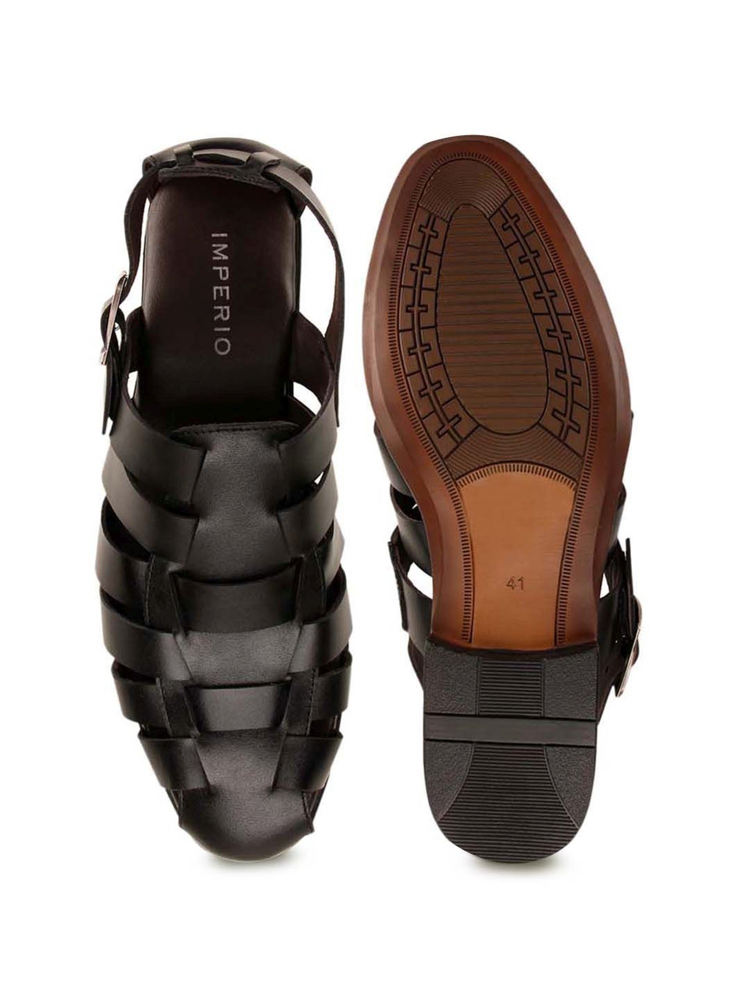 Imperio by Regal Men's Black Fisherman Sandals