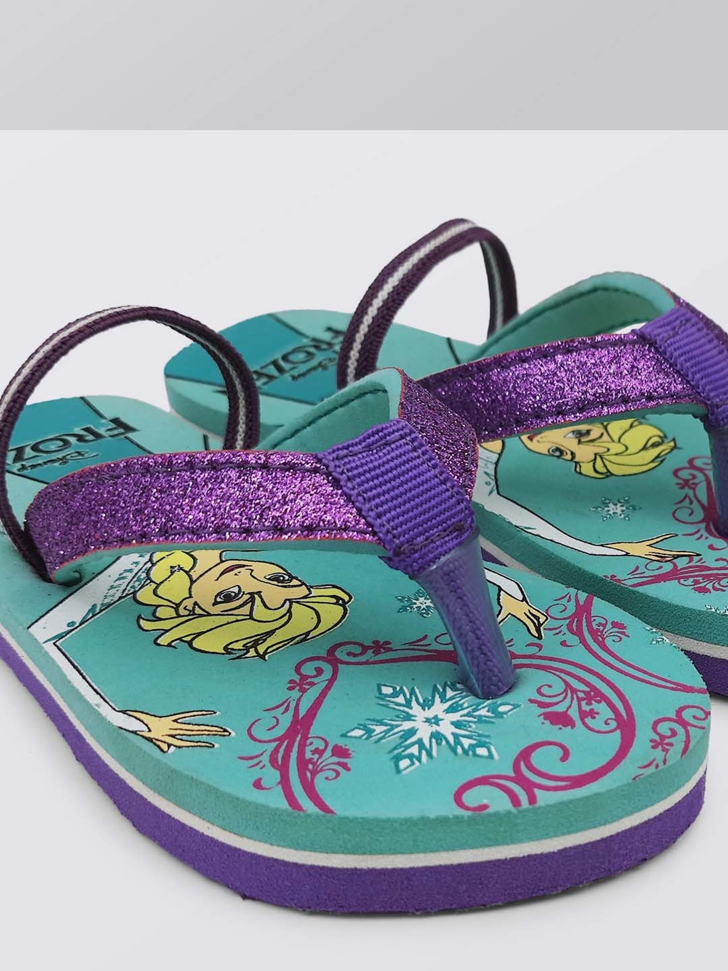 Kidsville Purple & Green Frozen Printed Flip Flops
