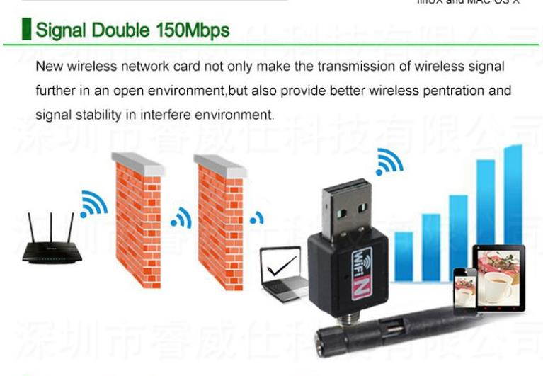 2PCS RTL8188 USB WiFi Wireless Adapter Mini Network 150Mbps Windows MAC Linux 802.11n