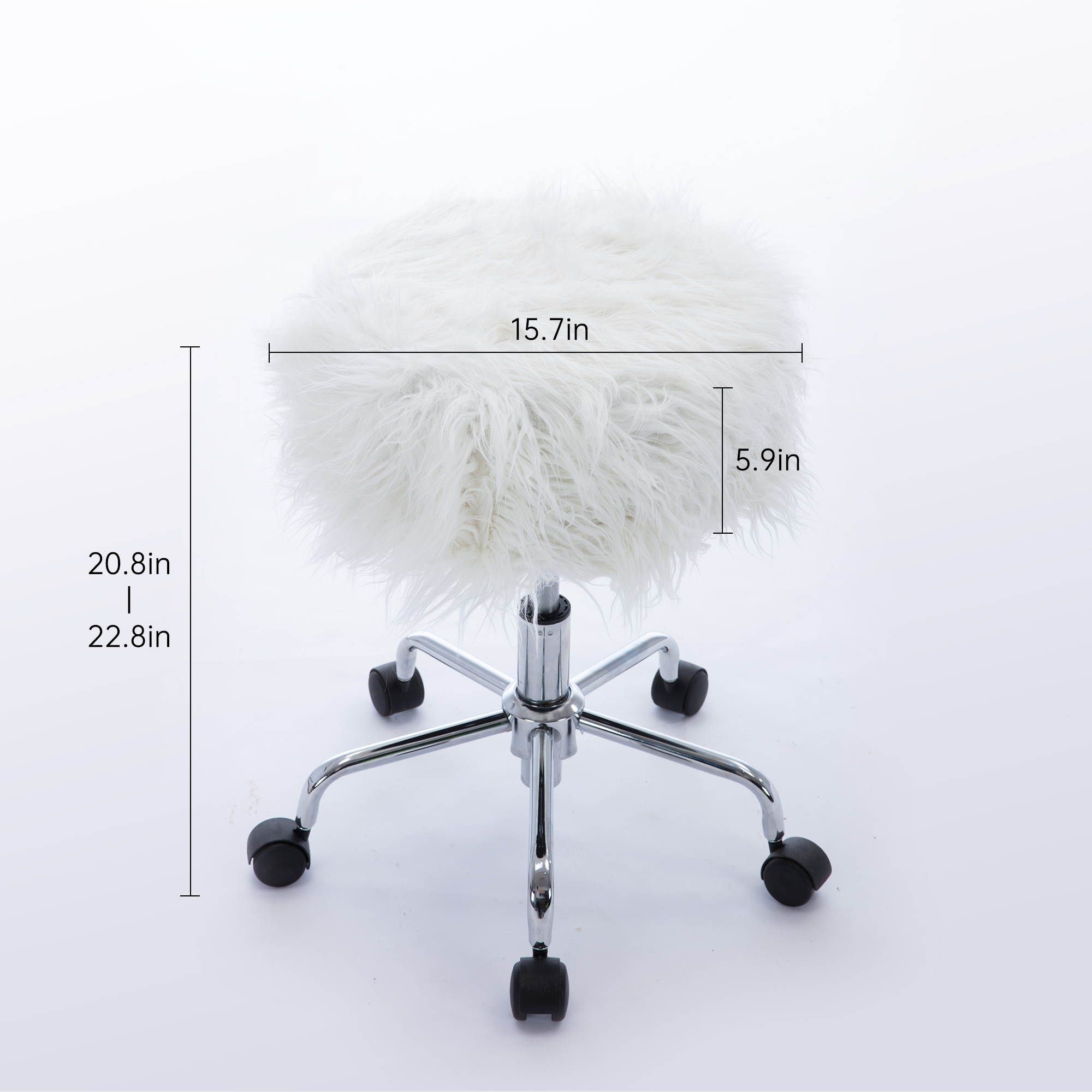 Faux Fur Stool in White